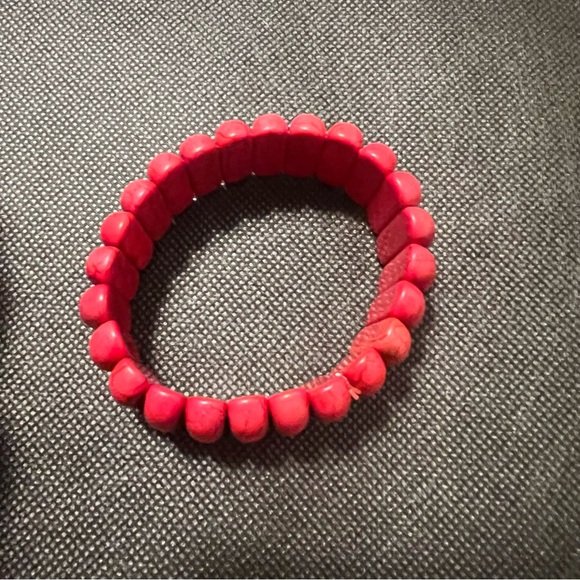 Genuine Red Howlite Bracelet - Picture 4 of 5